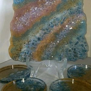 LeesRez Tray and (4) coaster set